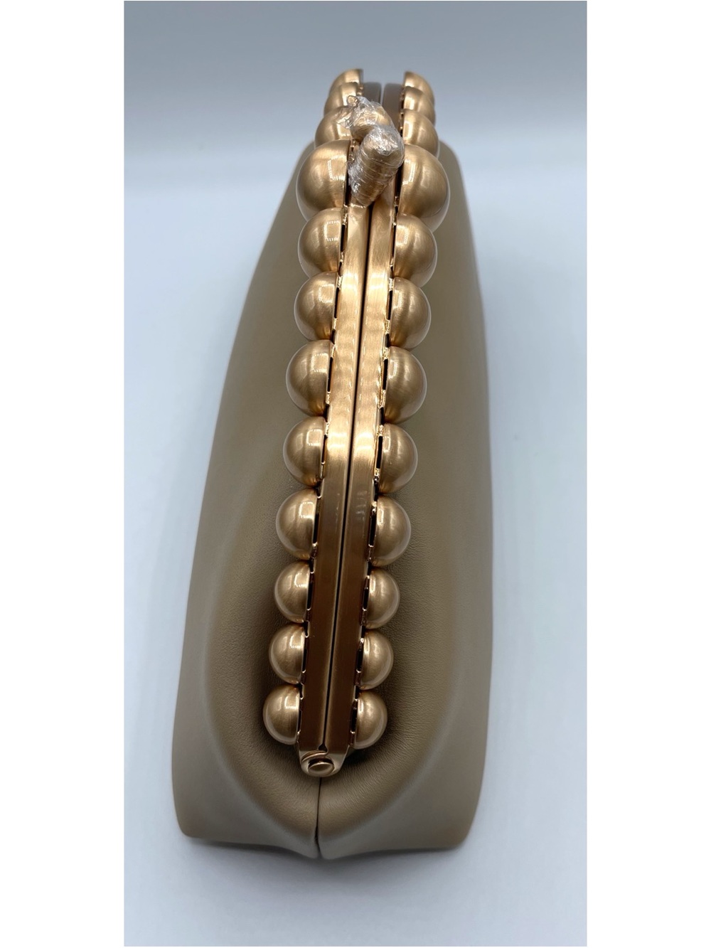 CULT GAIA Una Gold Pearl Detail Leather Sand Dollar Clutch - Picture 6 of 11